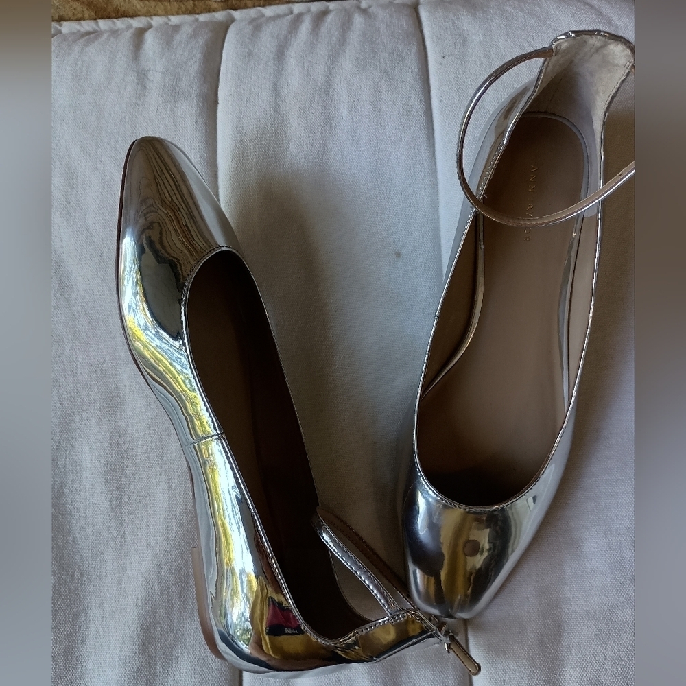Ann Taylor Metallic Ankle Strap Flats_8 - Picture 5 of 7